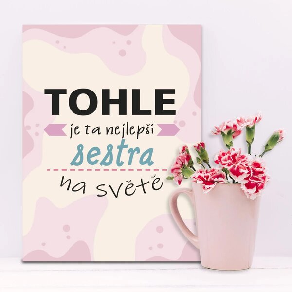 Sablio Dárková cedulka Tohle je ta nejlepší sestra na světě: 30x40 cm
