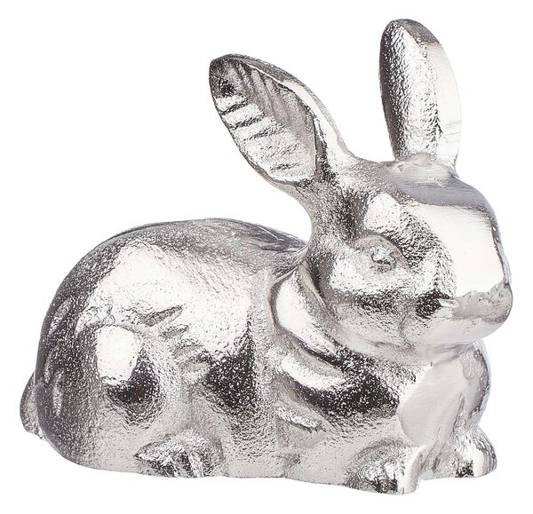 EASTER Dekorační zajíček ležící 10 cm - stříbrná