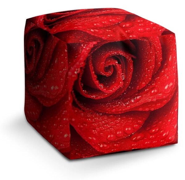 Sablio Taburet Cube Květ růže - 40x40x40 cm