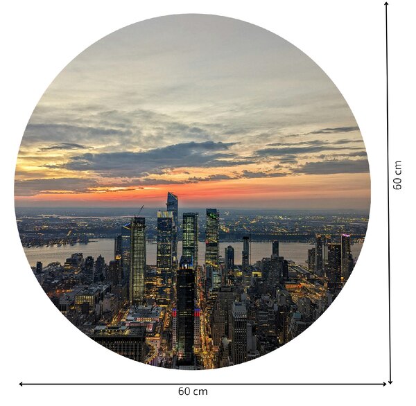 PIPPER. Textilní kruhová samolepka na zeď "New York" Velikost: 100cm