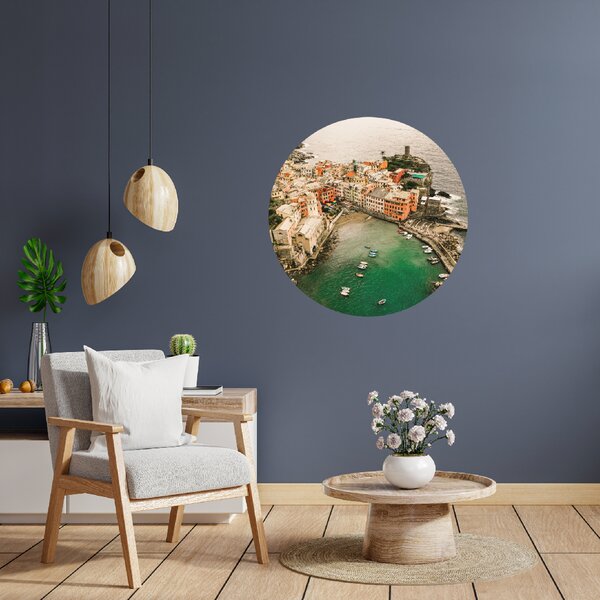 PIPPER. Textilní kruhová samolepka na zeď "Cinque Terre - Italy" Velikost: 120cm