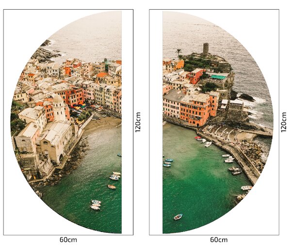 PIPPER. Textilní kruhová samolepka na zeď "Cinque Terre - Italy" Velikost: 120cm