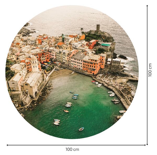 PIPPER. Textilní kruhová samolepka na zeď "Cinque Terre - Italy" Velikost: 120cm