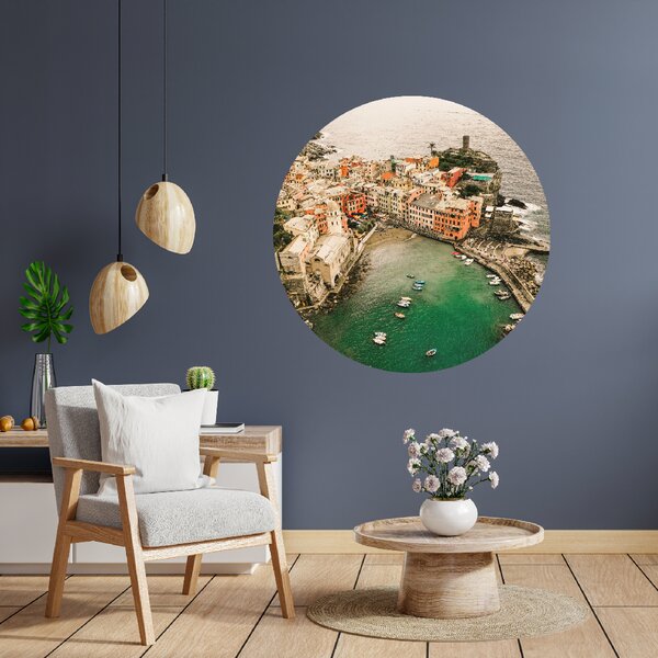 PIPPER. Textilní kruhová samolepka na zeď "Cinque Terre - Italy" Velikost: 120cm