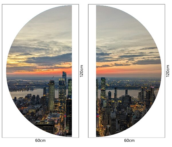 PIPPER. Textilní kruhová samolepka na zeď "New York" Velikost: 100cm