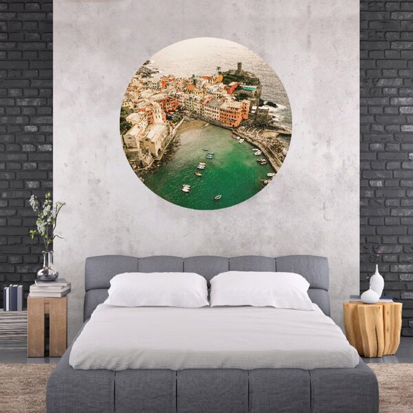 PIPPER. Textilní kruhová samolepka na zeď "Cinque Terre - Italy" Velikost: 120cm