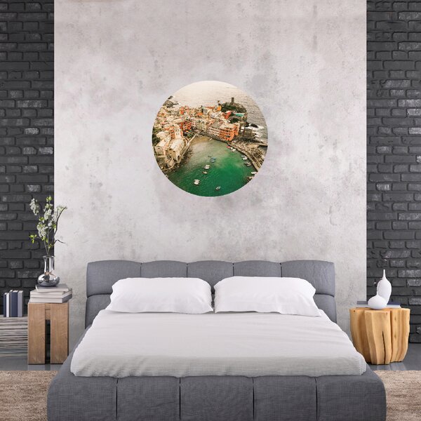 PIPPER. Textilní kruhová samolepka na zeď "Cinque Terre - Italy" Velikost: 120cm