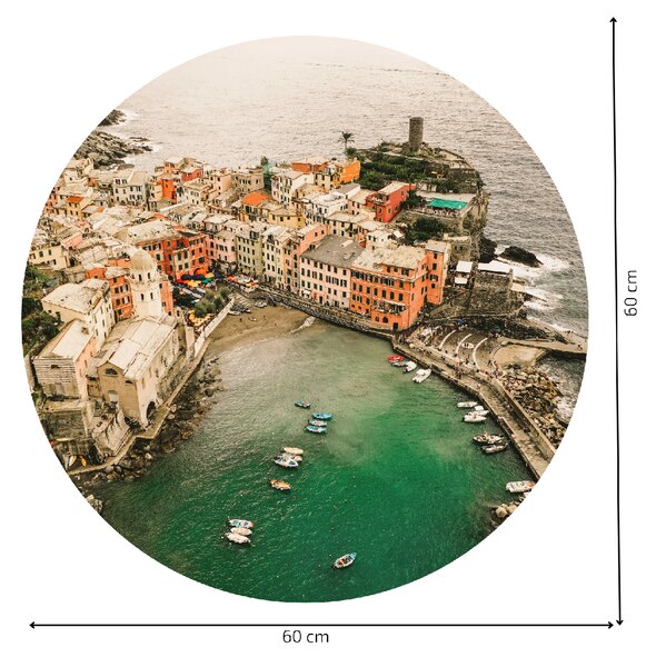 PIPPER. Textilní kruhová samolepka na zeď "Cinque Terre - Italy" Velikost: 120cm