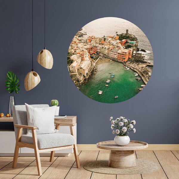 PIPPER. Textilní kruhová samolepka na zeď "Cinque Terre - Italy" Velikost: 120cm