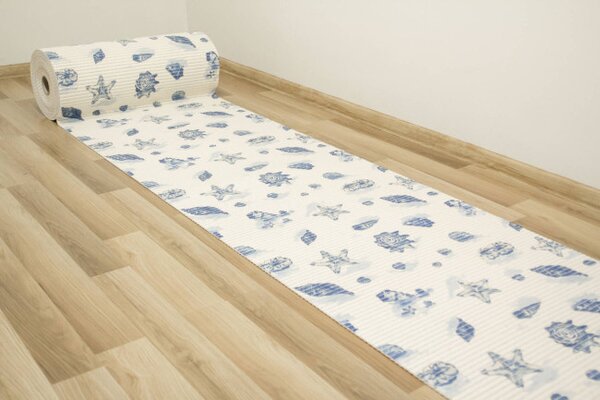 Koupelnová pěnová rohož softy-tex 820 krémová/modrá, mušle