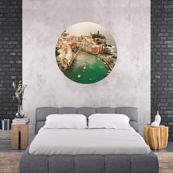 PIPPER. Textilní kruhová samolepka na zeď "Cinque Terre - Italy" Velikost: 120cm