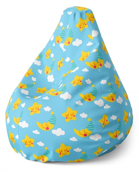 Sablio Sedací vak Pear Hvězdy a měsíce - 70 x 95 x 15 cm