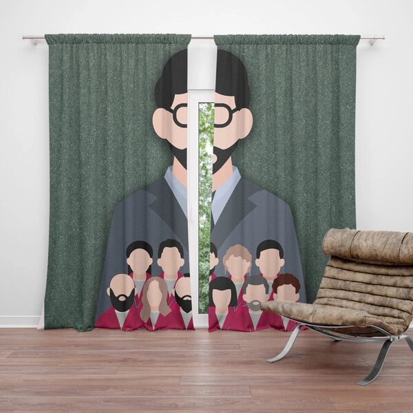 Sablio Závěs Money heist Profesor a jeho tým Zelená: 2ks 140x250cm