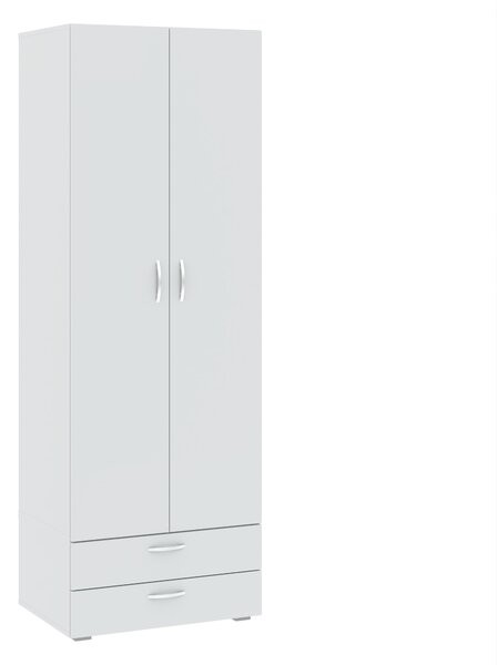 Dvoudveřová šatní skříň 74 cm se šuplíky RICHLAND - bílá