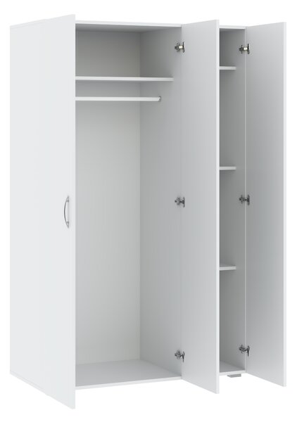 Třídveřová šatní skříň 111 cm RICHLAND - bílá