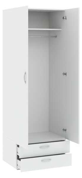 Dvoudveřová šatní skříň 74 cm se šuplíky RICHLAND - bílá
