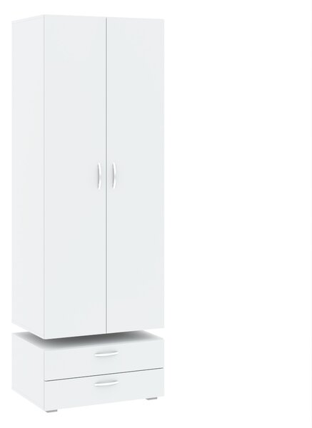 Dvoudveřová šatní skříň 74 cm se šuplíky RICHLAND - bílá