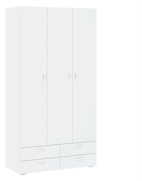 Třídveřová šatní skříň 111 cm se šuplíky RICHLAND - bílá