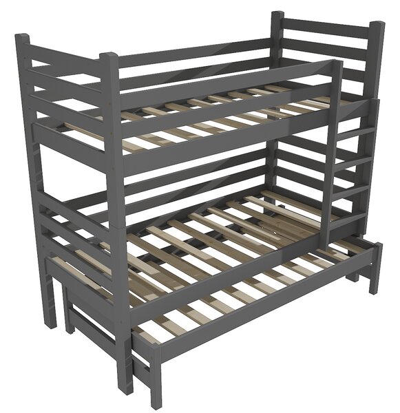 Vomaks Patrová postel s výsuvnou přistýlkou M 008 NEW* Rozměr: 80 x 180 cm, Barva: barva šedá, Prostor mezi lůžky: 80 cm