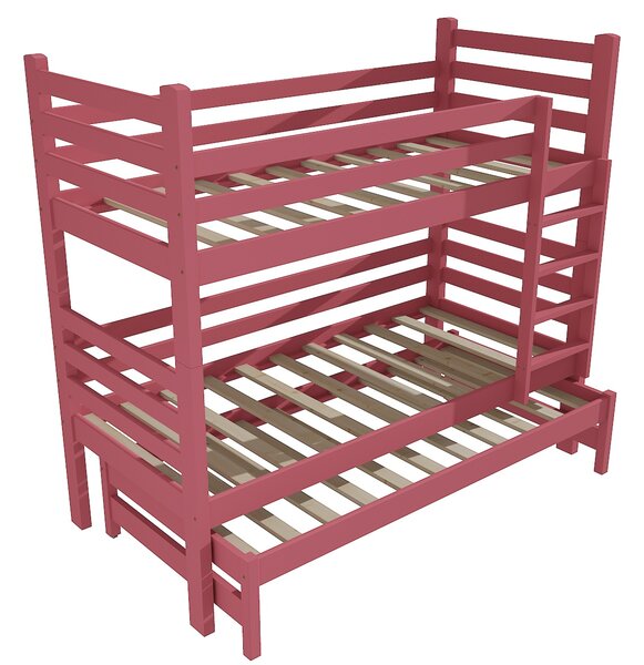 Vomaks Patrová postel s výsuvnou přistýlkou M 008 NEW* Rozměr: 90 x 190 cm, Barva: barva růžová, Prostor mezi lůžky: 80 cm