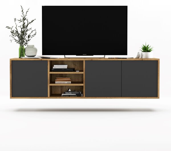 Závěsná TV skříňka komoda wotan grafit MAT 150 cm