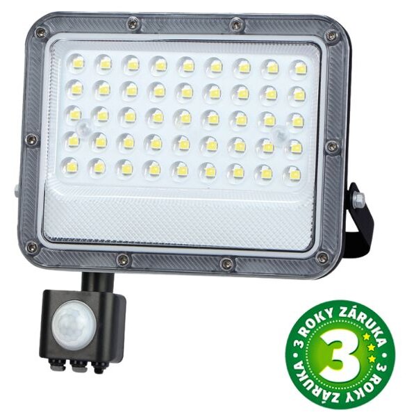 Prémiový ultratenký LED reflektor s čidlem pohybu šedý 30W 2600lm, denní, 3 roky záruka