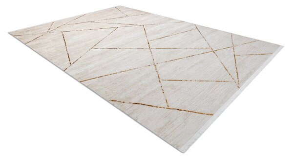 Koberec DUKE 51557 krémový / zlatý, geometrický / třásně