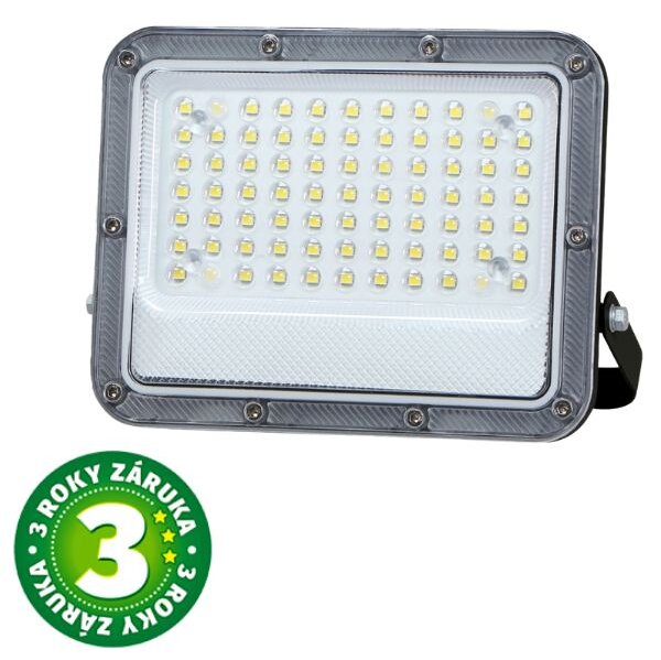 Prémiový ultratenký LED reflektor šedý 50W 4800lm, teplá barva světla, 3 roky záruka