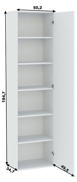 Úzká šatní policová skříň 50 cm SAVOY - bílá