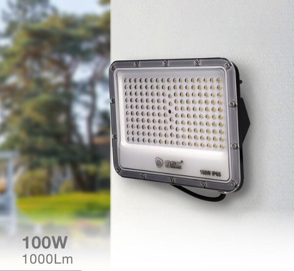 Prémiový ultratenký LED reflektor šedý 100W 9600lm, denní barva světla, 3 roky záruka
