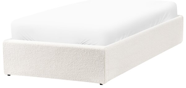 Postel s úložným prostorem bez čela Buklé DINAN 90 x 200 cm Krémově bílá
