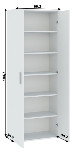 Úzká šatní policová skříň 69 cm SAVOY - bílá