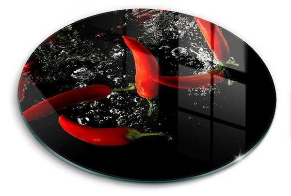 Skleněná deska do kuchyně Chilli papričky ve vodě