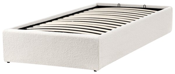 Postel s úložným prostorem bez čela Buklé DINAN 90 x 200 cm Krémově bílá
