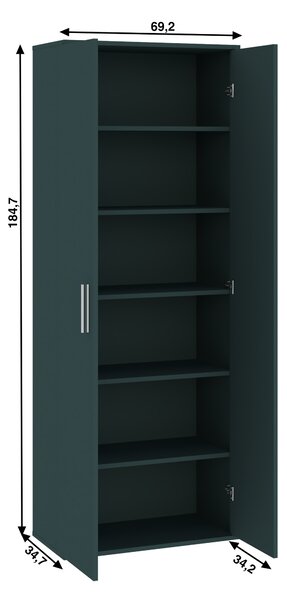 Úzká šatní policová skříň 69 cm SAVOY - antracitová