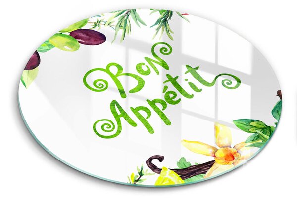 Skleněná deska do kuchyně Bon appetit nápis