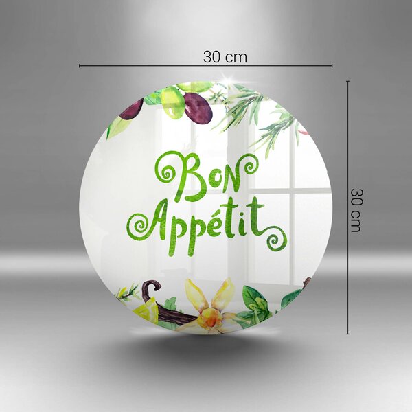 Skleněná deska do kuchyně Bon appetit nápis