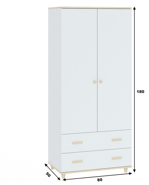 - Úzká šatní skříň se šuplíky 80 cm WALLER - bílá