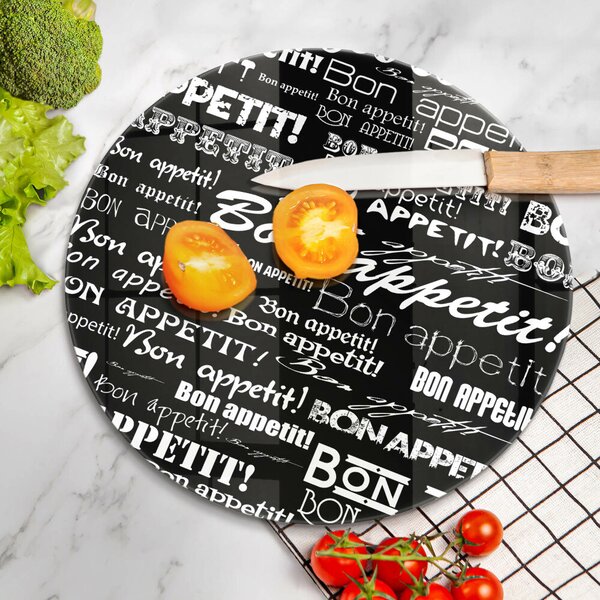 Skleněná deska do kuchyně Kuchyňské titulky bon appetit