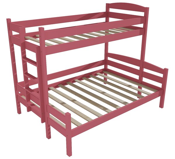 Vomaks Patrová postel s rozšířeným spodním lůžkem PPS 001 Rozměr: 100/140 x 200 cm, Barva: barva růžová, Varianta: vlevo