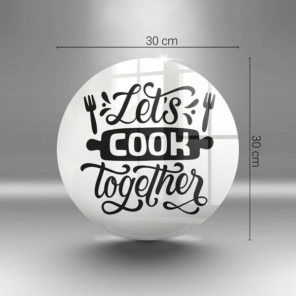 Skleněná deska do kuchyně Nápis let's cook together