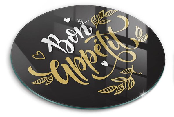 Skleněné krájecí prkénko Bon appetit nápis
