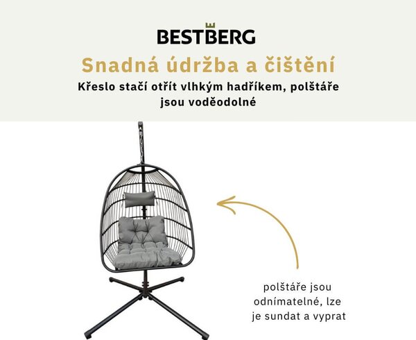 Závěsné křeslo BestBerg BBHC-30 / ocel / černá/šedá