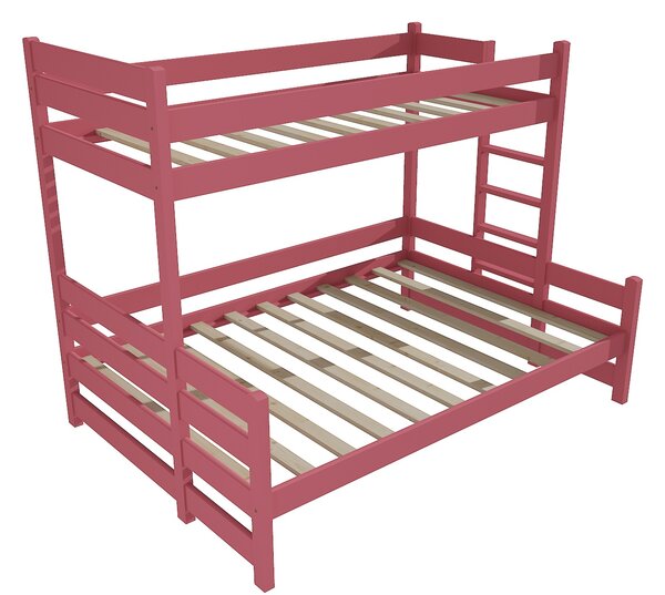 Vomaks Patrová postel s rozšířeným spodním lůžkem PPS 003 Rozměr: 90/120 x 200 cm, Barva: barva růžová, Varianta: vpravo