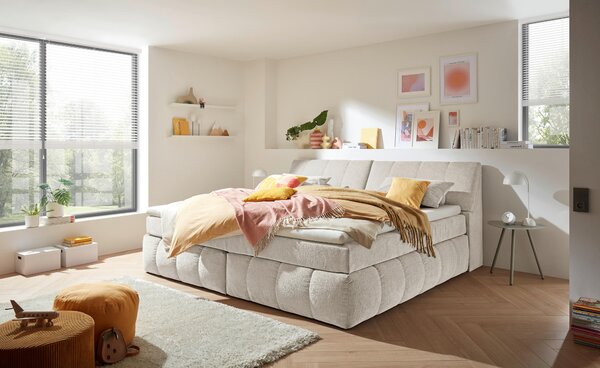 POSTEL BOXSPRING, 240/200 cm, krémová MID.YOU - Manželské postele, Online Only