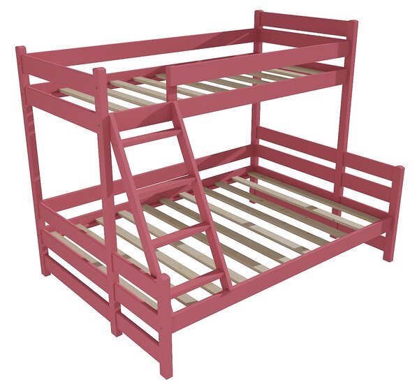 Vomaks Patrová postel s rozšířeným spodním lůžkem PPS 004 Rozměr: 90/120 x 200 cm, Barva: barva růžová