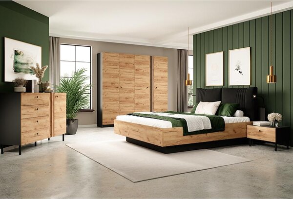 DECO | šatní skříň | 220 cm | kraft zlatý/antracit