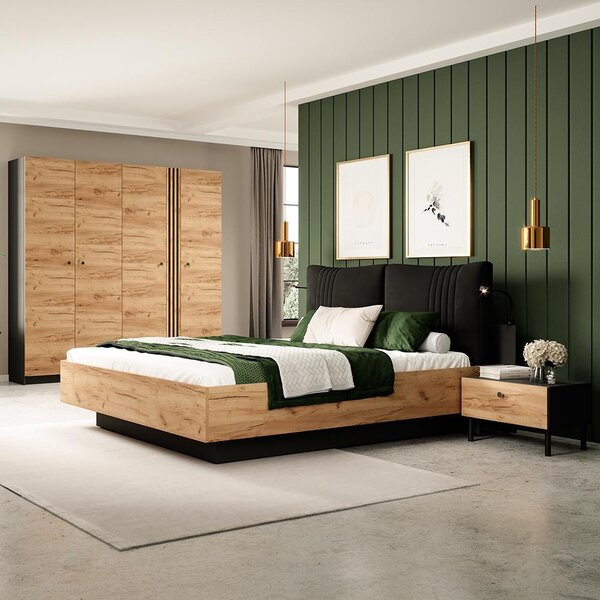 DECO | šatní skříň | 220 cm | kraft zlatý/antracit