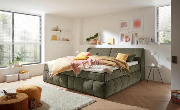 POSTEL BOXSPRING, 240/200 cm, zelená MID.YOU - Manželské postele, Online Only