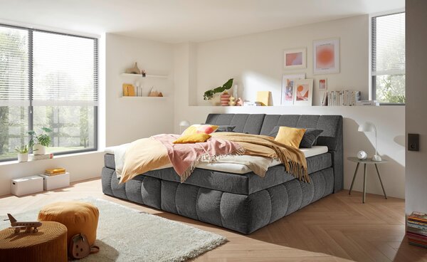 POSTEL BOXSPRING, 240/200 cm, šedá MID.YOU - Manželské postele, Online Only